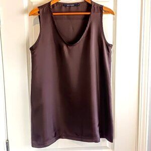 Sofie D'Hoore Chocolate Brown Silk Sleeveless Mini Dress
